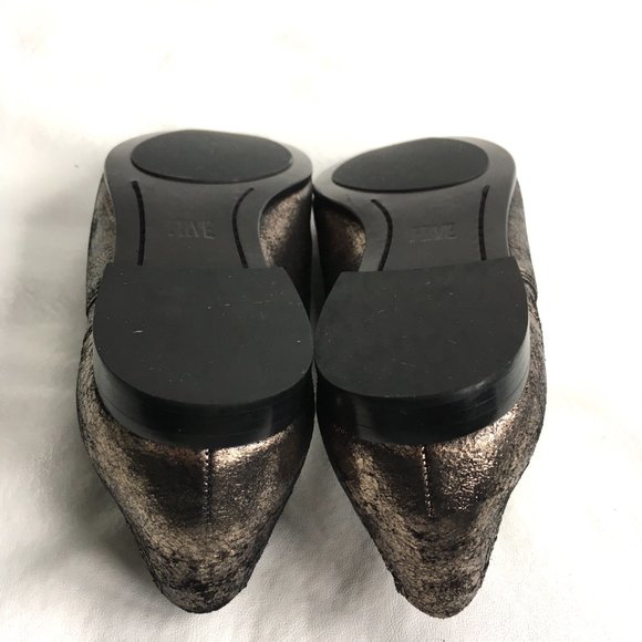 Frye Terri Slip on shoes flat gold black leather - Picture 9 of 12